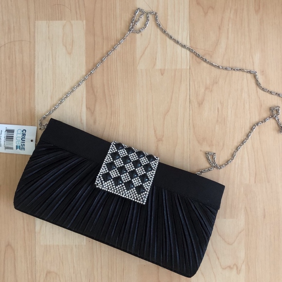 Cruise Club NWT Jewel Embellished Satin Clutch - Picture 1 of 4